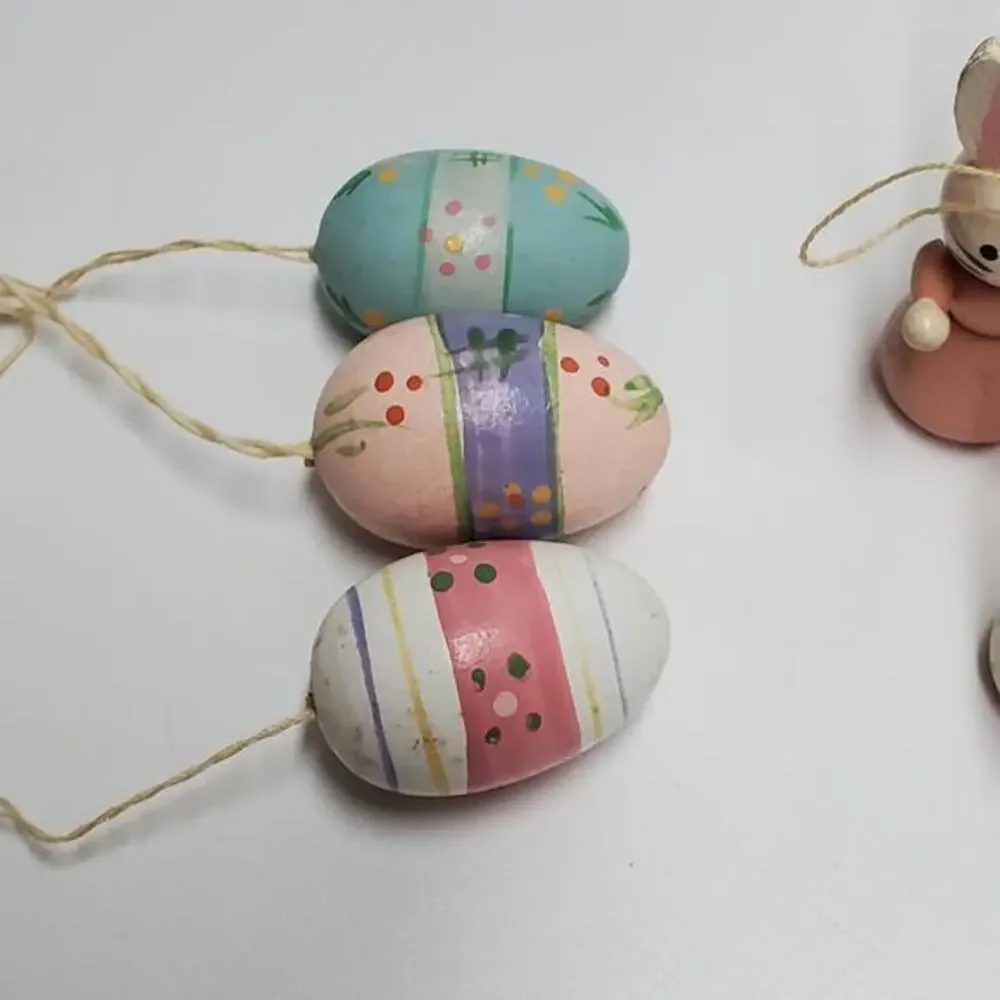 Vintage Bunny Towne‎ Easter Tree with Wooden Ornaments and Original Box